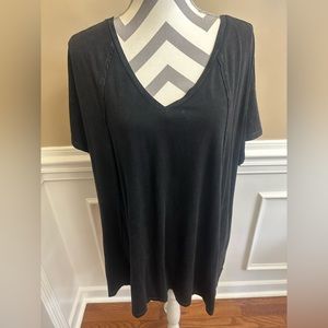Wonderly Black Acid Washed V Neck Tunic Size 2X